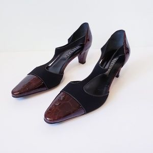 Prevata arrow microstretch black brown shoes